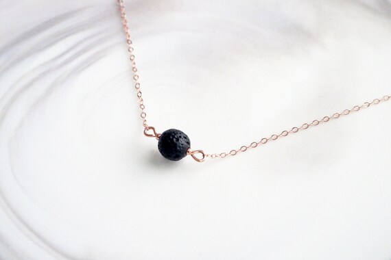 NOTE Lava Rock Necklace Rose Gold Etsy