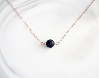 NOTE Lava Rock Necklace, Rose Gold