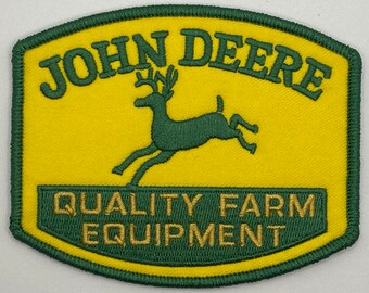 JOHN DEERE/" BLACK /& SILVER Embroidered 2-1//4 x 3 Iron On PATCH