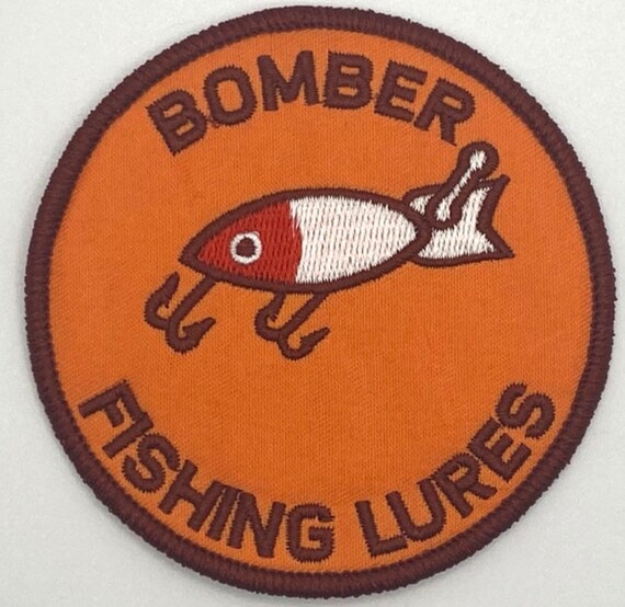 Bomber Fishing Lures Orange Patch Vintage Style Retro Sew Iron Patch Hat Cap  -  Hong Kong