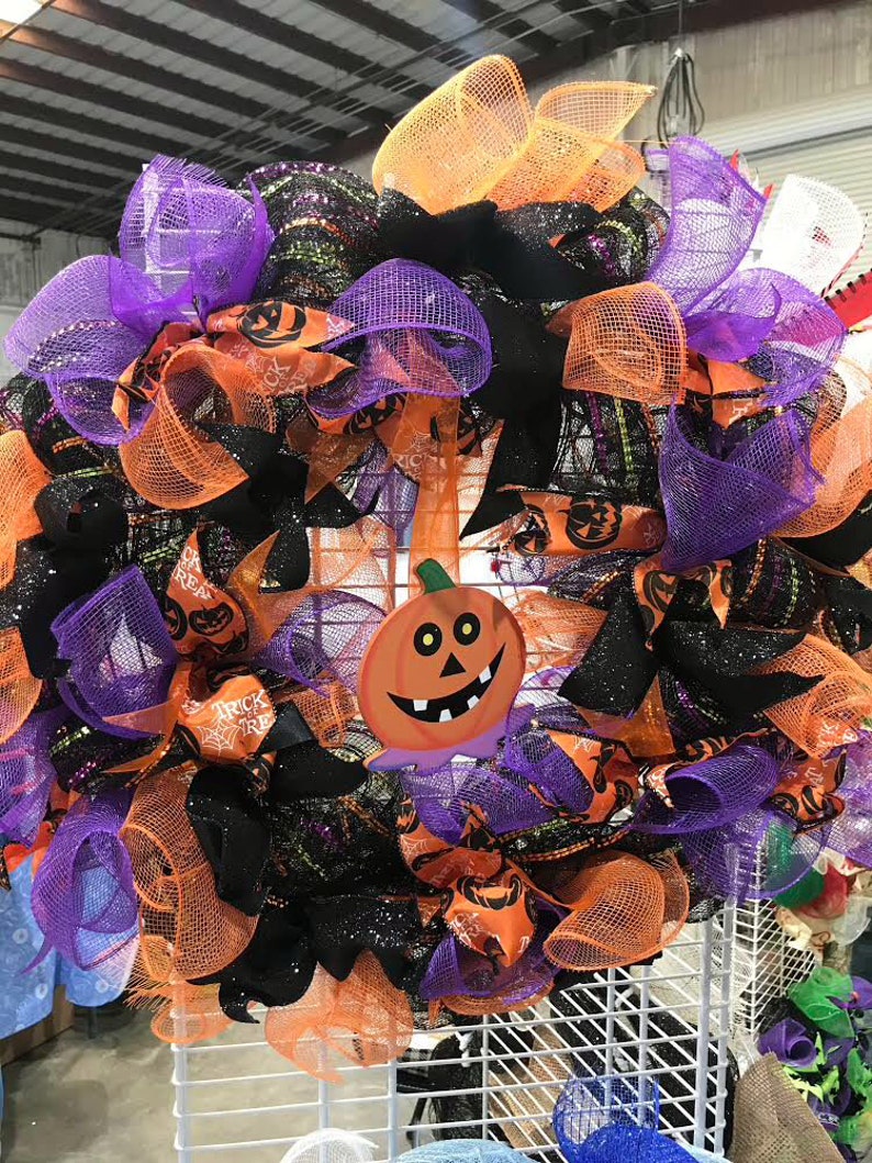 Halloween purple pumpkin wreath