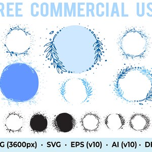 Commercial use dainty botanical wreaths svg dxf ai eps png clipart cutting files cricut vector round stamp circular frames logo elements image 5