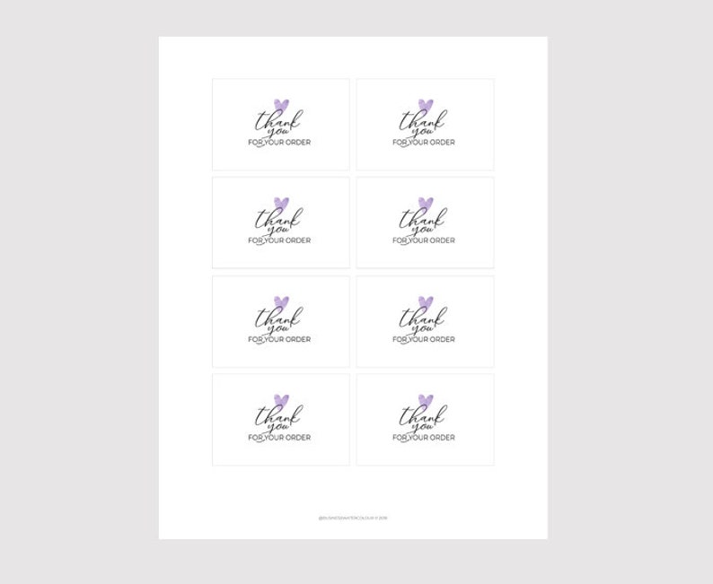Violet Thank you for your order tag Printable pdf Etsy
