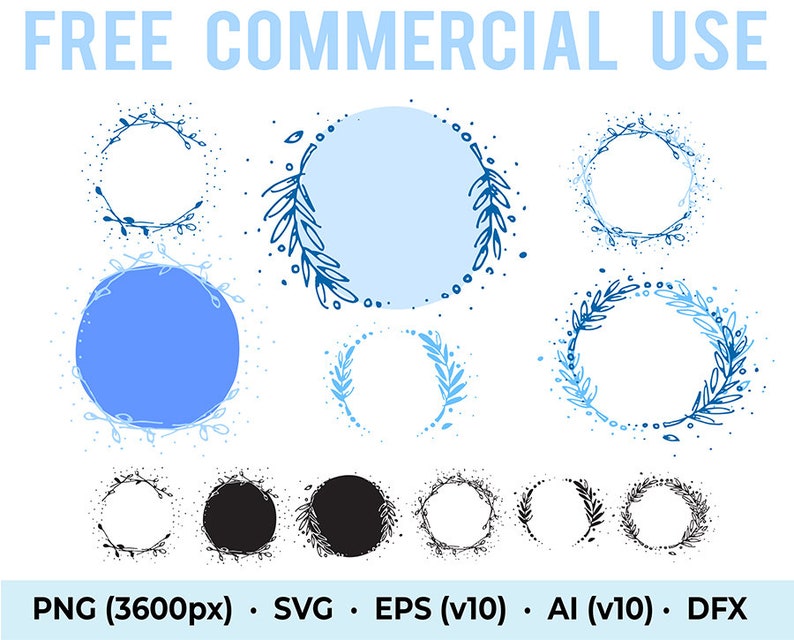 Commercial use dainty botanical wreaths svg dxf ai eps png clipart cutting files cricut vector round stamp circular frames logo elements image 8