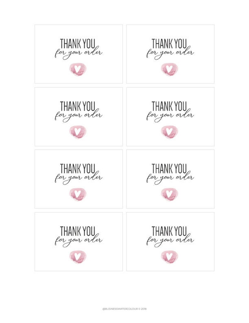 Thank you for your order tag Thank you for purchase Printable pdf Small online business Package insert Etsy Seller Packaging Thank you card image 2