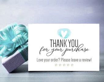 PRINTABLE Leave Review / Thank You Order Insert Card 