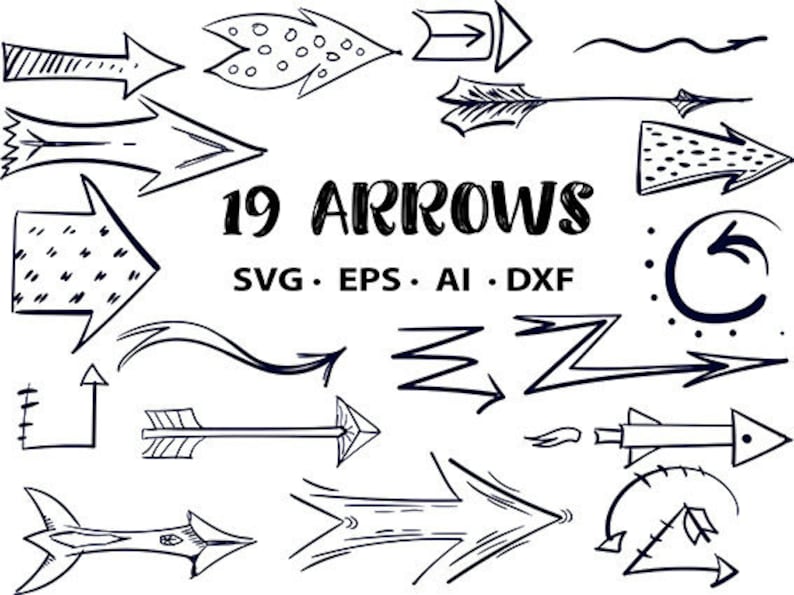 Download Free commercial use Arrows set svg bundle clipart hand drawn | Etsy