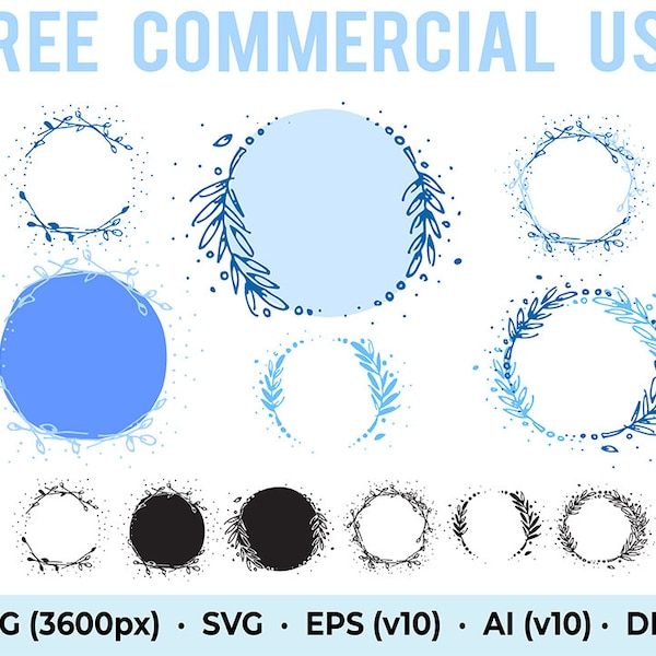 Commercial use dainty botanical wreaths svg dxf ai eps png clipart cutting files cricut vector round stamp circular frames logo elements