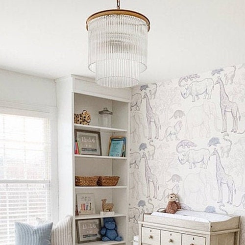 Jungle Animals Removable Wallpaper Sketched Colorful 48 Etsy Australia