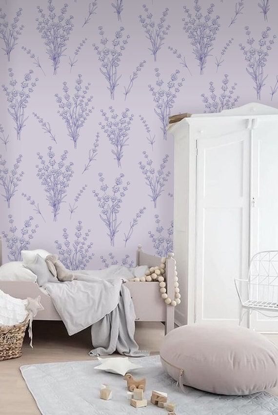 Lavender Flowers Illustration Removable Wallpaper Purple and - Etsy Australia Lavender Flowers Illustration Removable Wallpaper Purple and - Etsy Australia