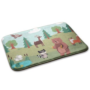 Animals In The Forest Soft Kids Rug, Green Kids Decorations, Children&#39;s Room Carpet, Patterned Toddler Carpet, Baby Birthday Gift,