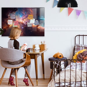 Pizarra magnética para pared con foto de Cosmos, para niños, grande, multicolor, con diseño de Cosmos