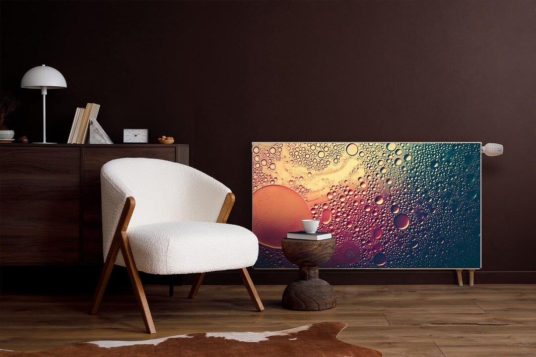 Water Drops on Colored Glass Texture Radiator Cover, Purple Magnet Mat ...