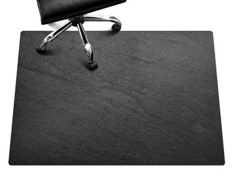 Stone Texture Office Chair Floor Protector, Black Chair Floor Protector, Desk Chair Mat, Texture Vinyl Chair Mat, Gaming Chair Mat