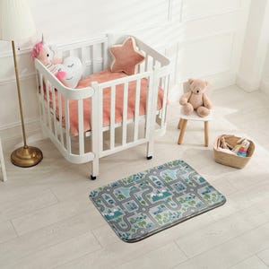 Stadsplan straten zacht kindertapijt, grijze kinderdecoraties, kinderkamertapijt, peutertapijt met patroon, verjaardagscadeau baby,