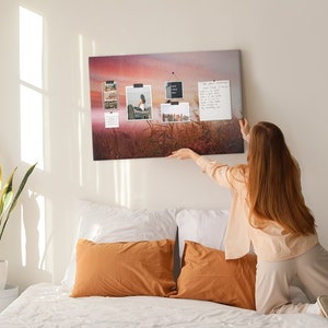 Foggy Morning, Photo Wall Display, Student&#39;s Notes Board, Multicolor, XXL Cork Board, Pins included, Custom Pattern