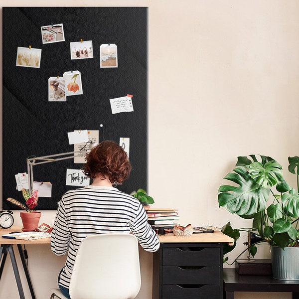 Eénkleurig materiaal, XXL kurkbord, notitiebord voor studenten, push-pins, aangepast patroon, doelbord, zwart