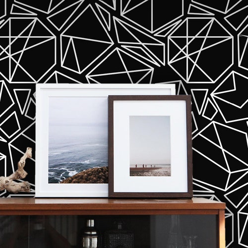 Geometric Cubes Removable Wallpaper White and Black Wall Mural Etsy
