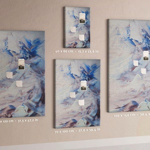 Painting abstraction, Blue, Student's Notes Board, Custom Pattern, Push Pins, XXL Cork Board, Photo Wall Display image 7