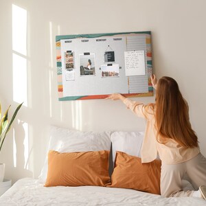 Organizador retro, tablero de notas para estudiantes, tablero de estado de ánimo, multicolor, horario, chinchetas, organizador de ideas