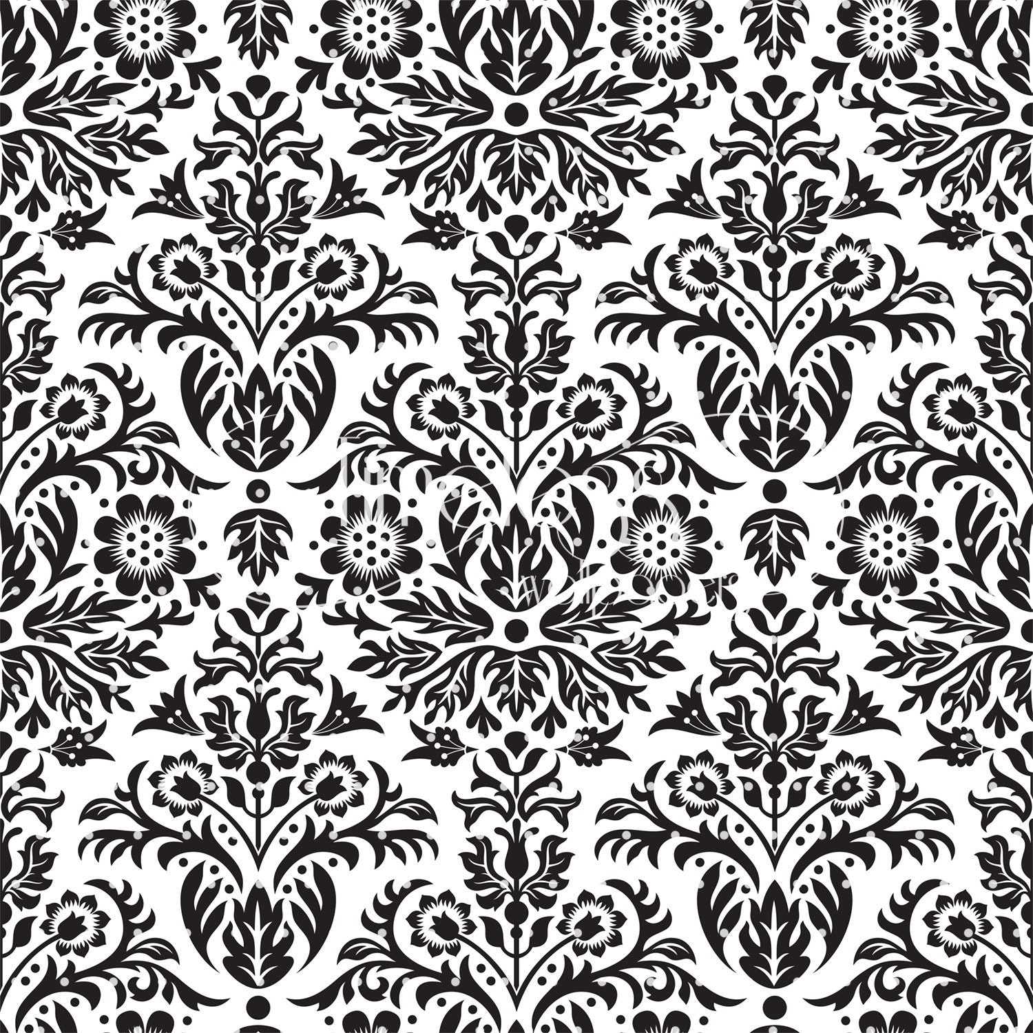 Damask Floral Removable Wallpaper Black and White Wall Mural - Etsy