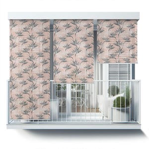 Roll Up Blinds, Plants External Shades, Flowers On A Pink Background Shades, Pink Printed Roller Shade