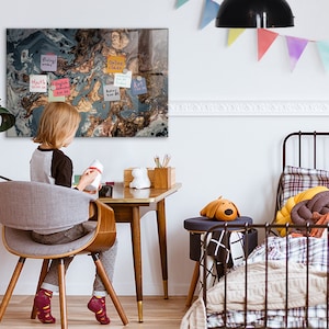 Pizarra magnética decorativa de mármol para pared con fotos, pizarra grande multicolor para niños, patrón de textura