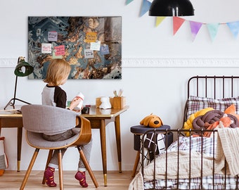 Banjado Glas-Magnettafel 50x50 Cm – Mit 4 Magneten, Beschreibbar, Motiv Erdkugel, Für Küche & Büro