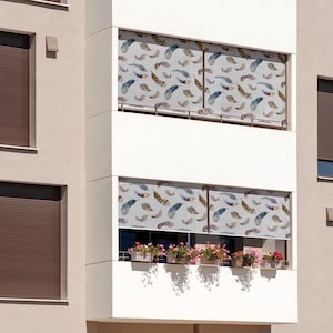 Backyard Shades, Decorative Roll Up Blinds, Various Feathers Blinds, Multicolour Printed Roller Shade