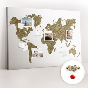 Weltkarte, Reise-Tracker, große Korktafel, braun, mit inkl