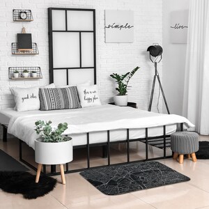 Petit tapis Plan de la ville, Tapis noir personnalisé, Tapis doux, Moquette, Décoration de chambre à coucher, Tapis personnalisé