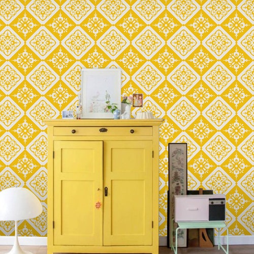 Colorful Retro Wallpaper Removable Peel and Stick Wallpaper Etsy