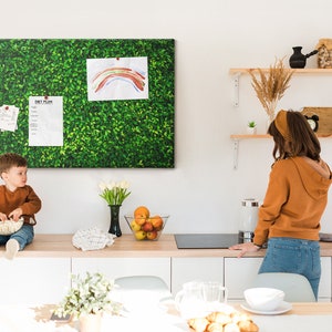 Tablero de corcho con hojas de la naturaleza, XXL, para notas de estudiantes, verde, con alfileres incluidos, diseño personalizado, tablero de estado de ánimo