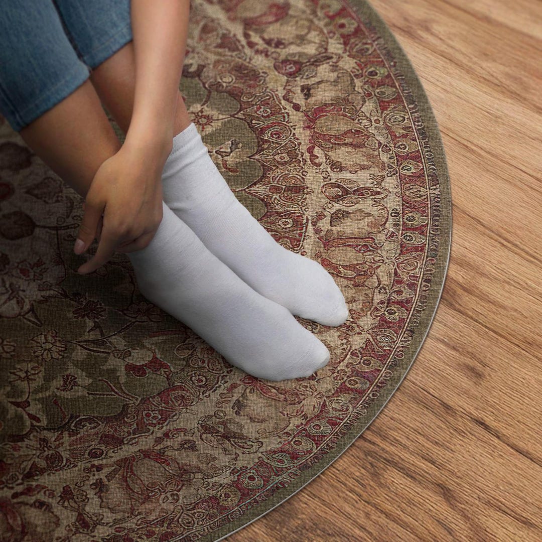 Earthy Symmetry in Persian Patterns Round Area Rug, Patterns Vinyl ...
