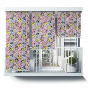 Balcony Roller Blinds, Food Backyard Shades, Sweet Colorful Donuts Pattern Shades, Multicolour Printed Roller Shade