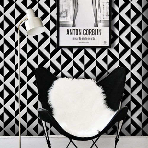 Abstract Metallic Removable Wallpaper Black and Gray Wall Etsy