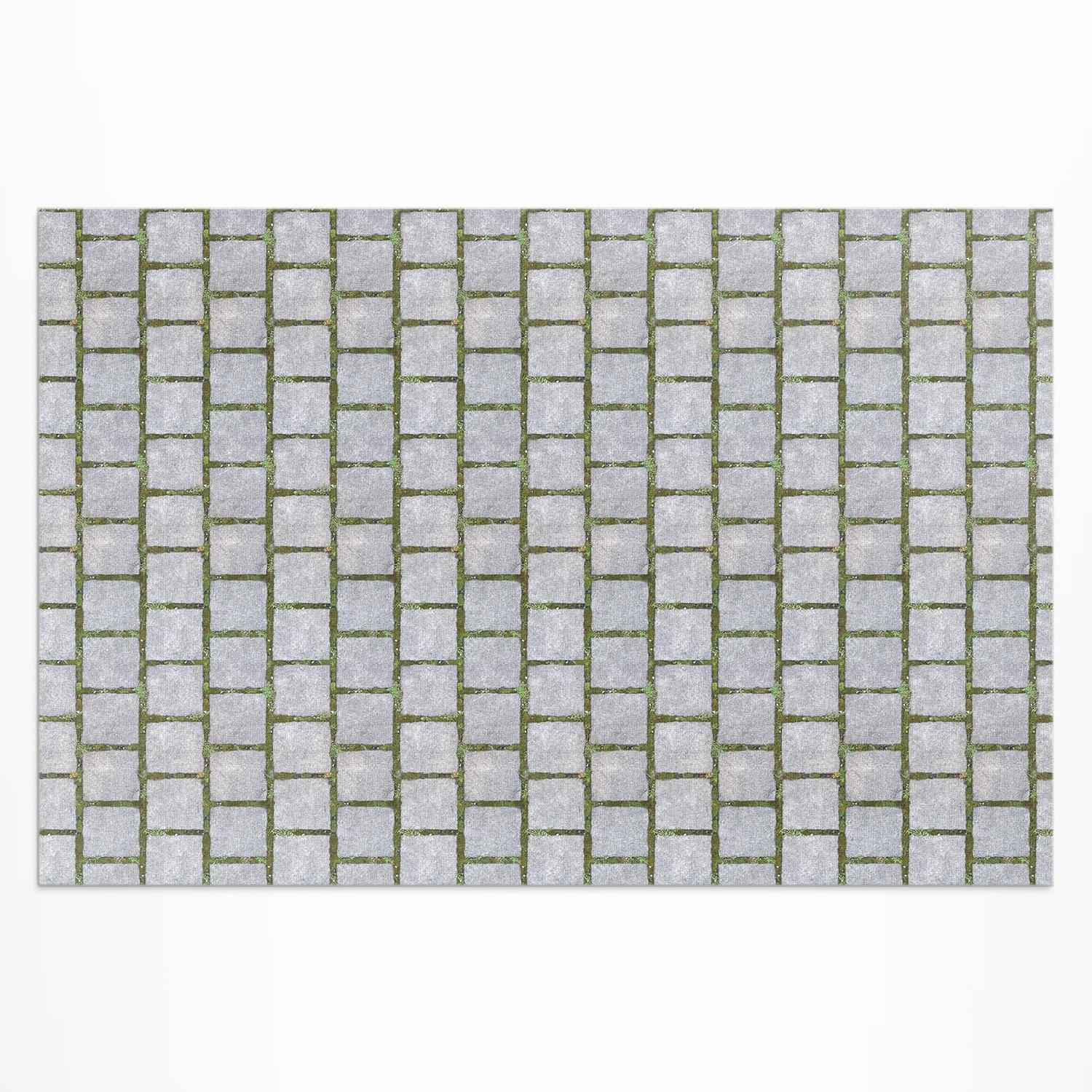 Stone Path Rug Stone Path With Moss Porch Rug, Texture Outside Carpet, Gray Vinyl Rug ...