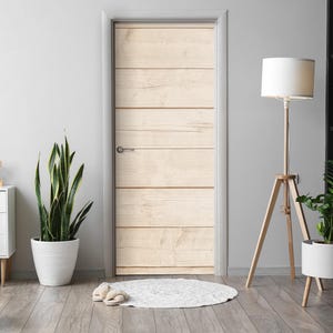 Bright Wooden Boards Door Sticker, Carving Door Mural, Texture Door Decals, Beige Door Mural, Bedroom Door Stickers