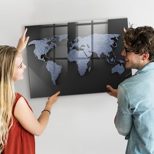 Blaue Weltkarte, 3D Weltkarte, Orte an denen du warst, besuchte Länder, Travel Tracker, Kartenmuster