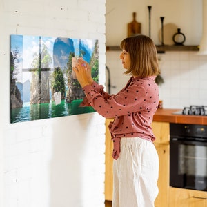 Lake Trees Nature Photo Wall Display, Kids Magnetic Board, Multicolour Large Board, Landscape Pattern