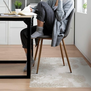 Delicate Tropical Trees Desk Chair Mat, Beige Computer Chair Mat, Office Chair Mat, Plants Chair Mat, Gaming Chair Floor Protector