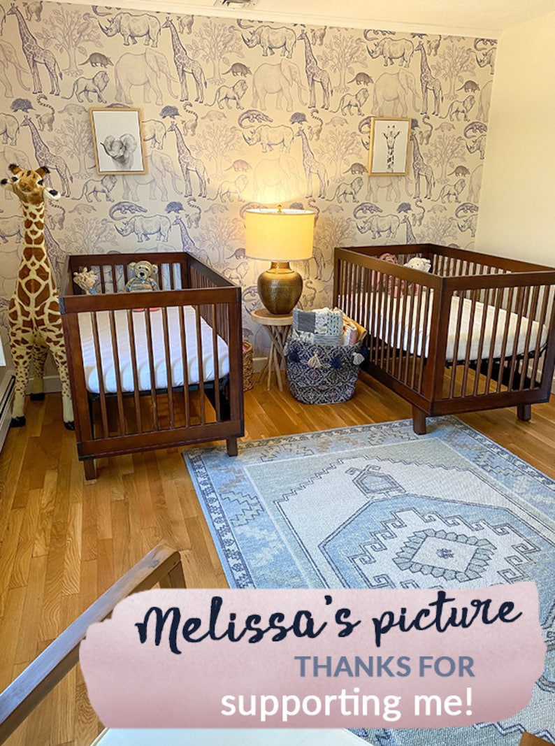 Jungle Animals Removable Wallpaper Sketched Colorful 48 Etsy UK