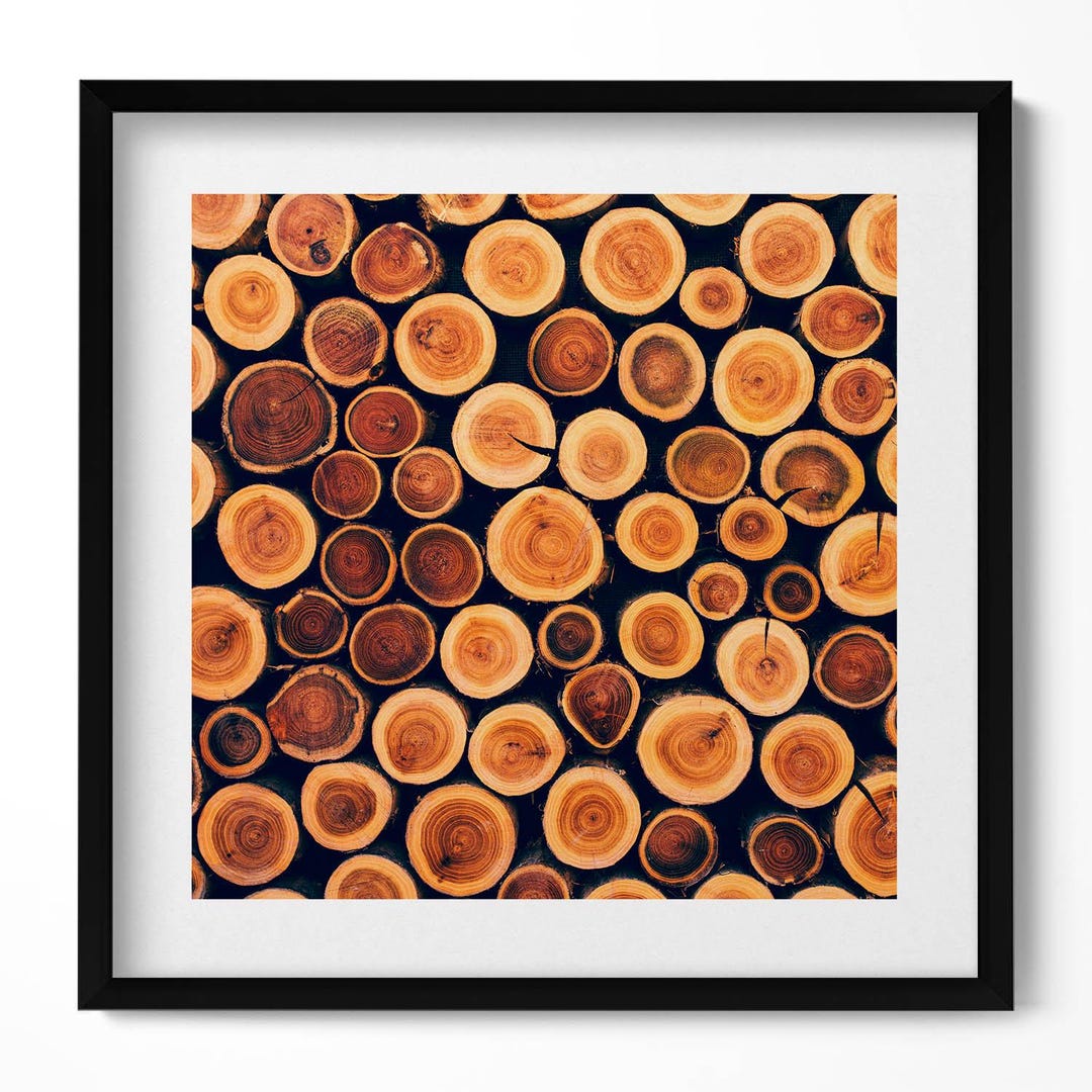 Tree Stump Writing Frame Wood, Tree Stumps Framed Art, Texture Illustration in Frame , Brown ...