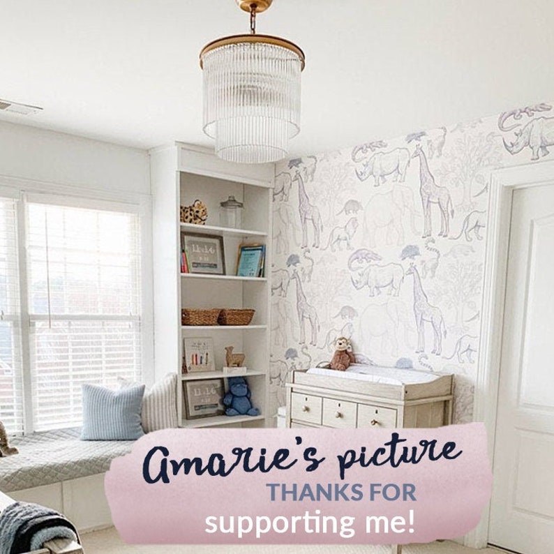 Jungle Animals Removable Wallpaper Sketched Colorful 48 Etsy UK