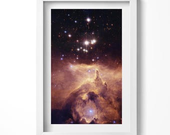 Sky And Stars Cosmos Print in Frame, Earth and space Art Print, Purple Wall Art