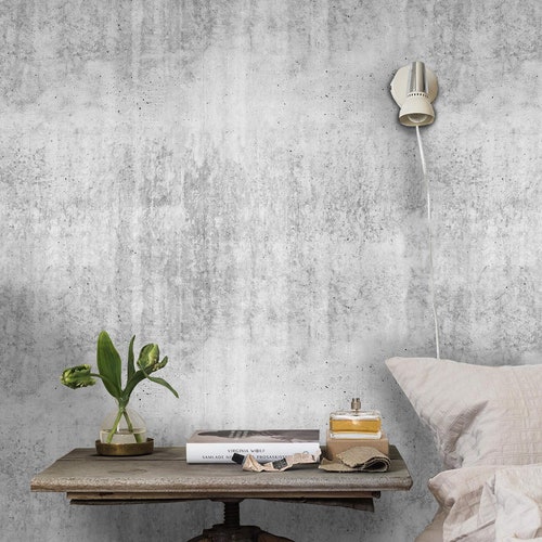 Gray Concrete Wall Removable Wallpaper Gray Wall Mural Non Etsy