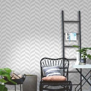 Papier peint géométrique amovible, décoration murale grise et blanche, revêtement mural gris, décoration murale géométrique #522