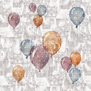 Sweet Balloons and Houses Removable Wallpaper Watercolor - Etsy