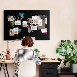 Positiv Landkarte, Travel Tracker, Größe XXL, Pinnwand, Landkarte, schwarz