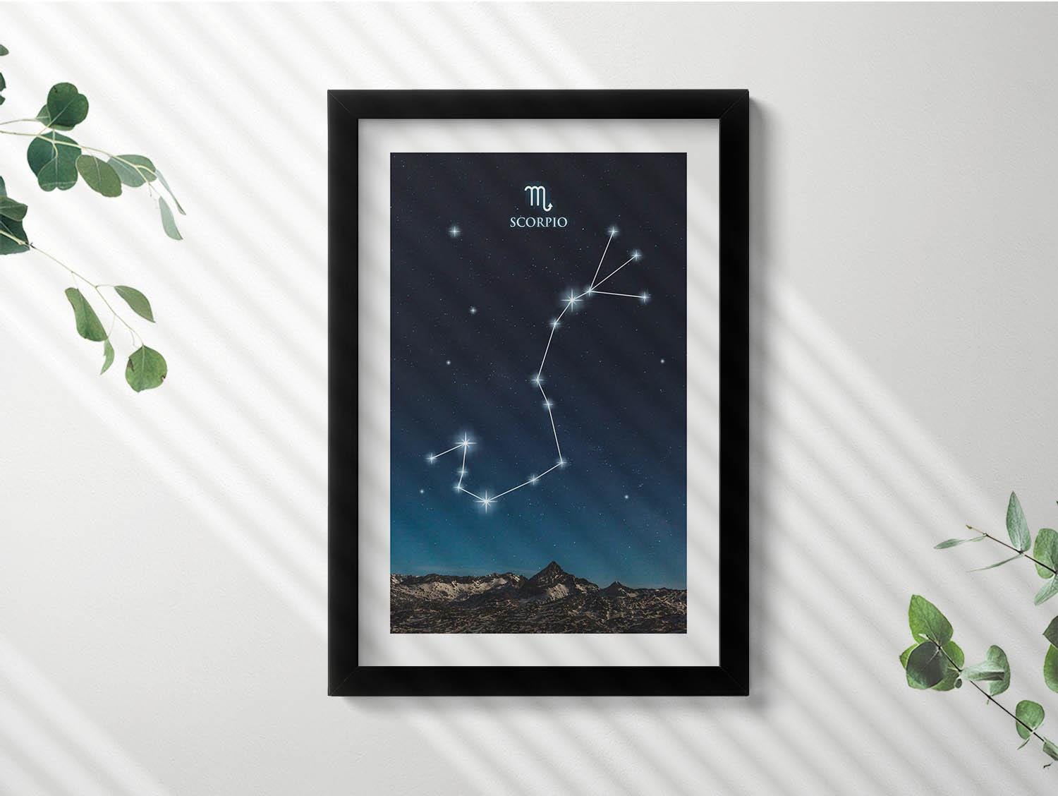 フレーム入りの星座蠍座の絵画、フレーム入りの地球と宇宙の壁アート
